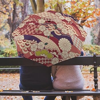 Amazon | 折りたたみ傘 和風 和柄 赤 花柄 日傘 折り畳み傘